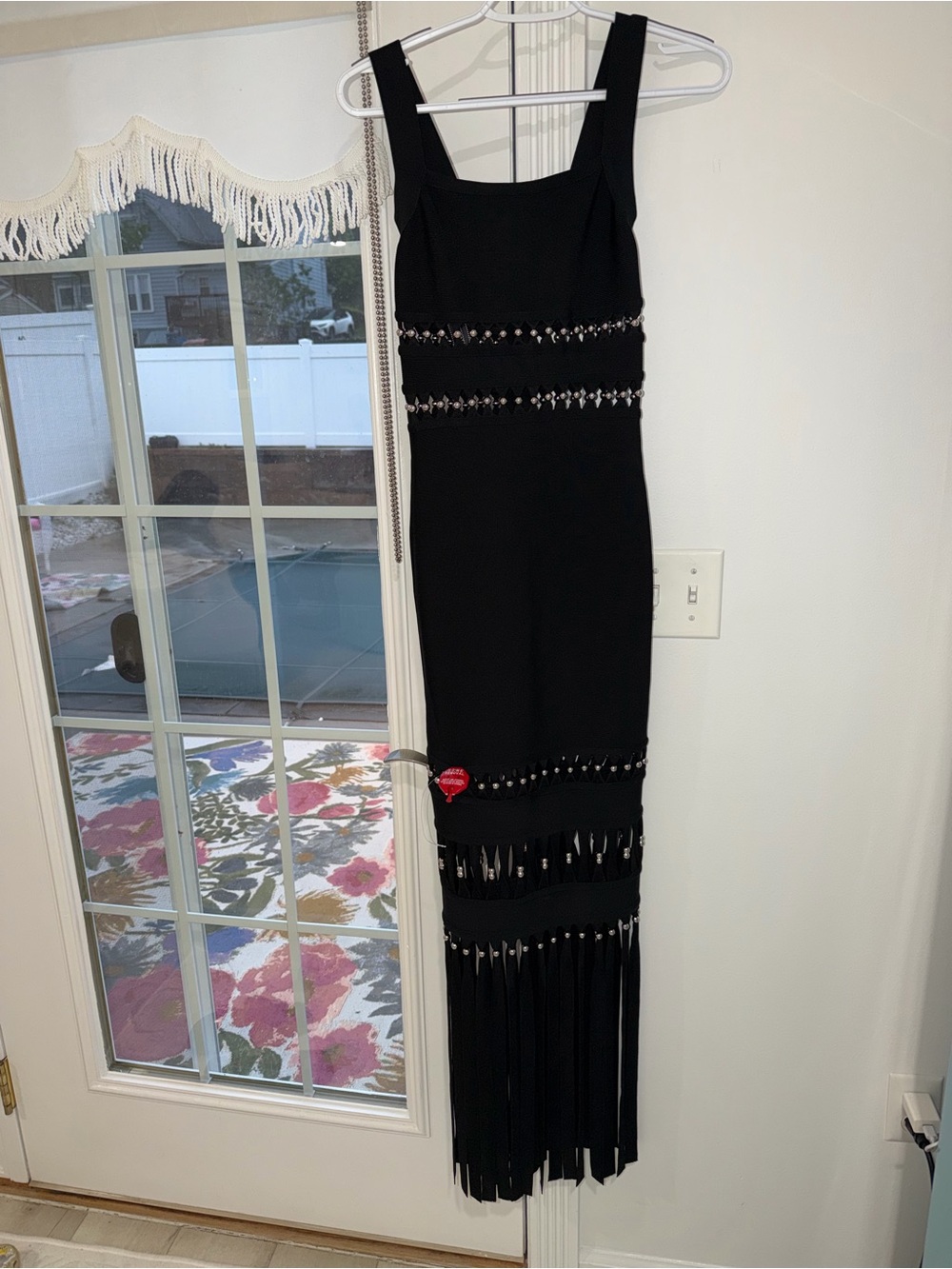 Black Sleeveless Fringe Maxi Dress